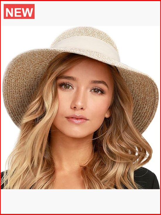 Wide Brim UV Protection Straw Sun Hat Travel Packable Foldable main image 7